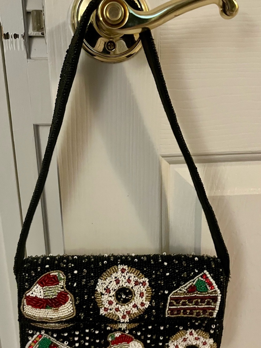 Anthropologie Beaded Holiday Shoulder Bag